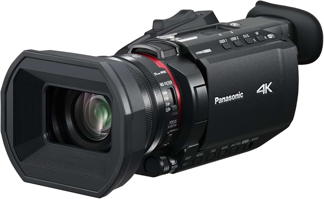 Panasonic X1600 4K Camcorder for Directors, Wide Angle Telephoto Lens with 24x Zoom, Hybrid O.I.S., 4K High-Precision AF with Face Detection, Heat Dispersing Design, Wireless Controls - HC-X1600